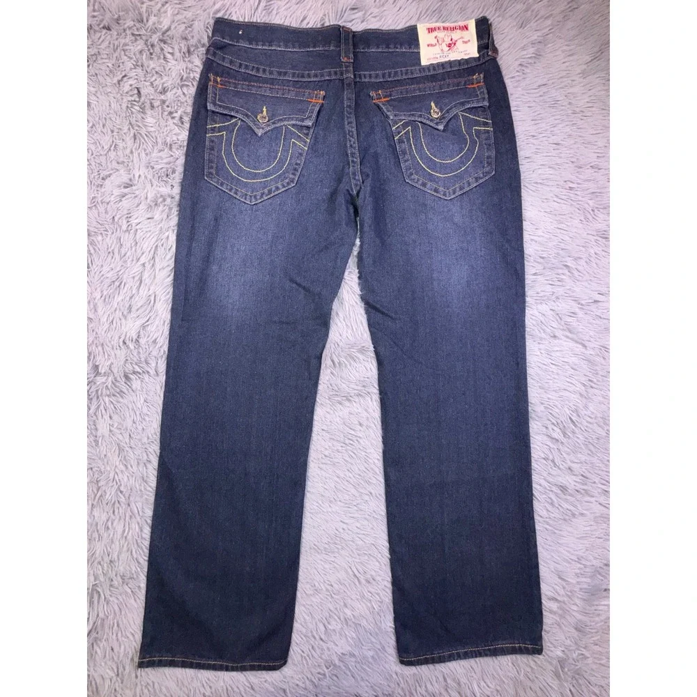 True Religion Jeans Mens 38‎ Ricky Straight Relaxed Loose Baggy Dark Horseshoe